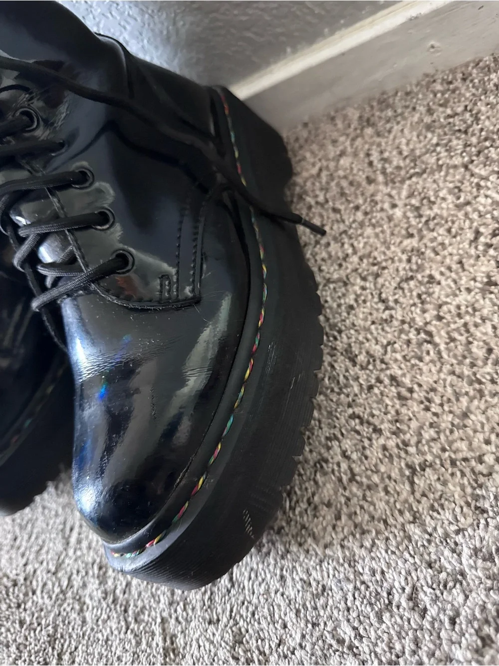 Rare Dr. Martens Jadon Hi Rainbow Holographic boot